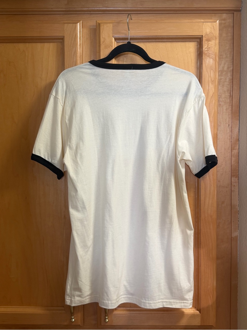 Next Level Apparel Cream Ringer Tee with Black Trim and Mushroom Graphic - Picture 2 of 3
